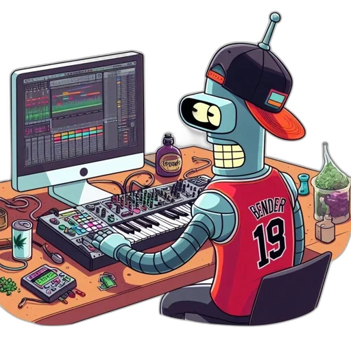 robot, pixel art, cyberpunk, concept art transparent PNG cut-out
