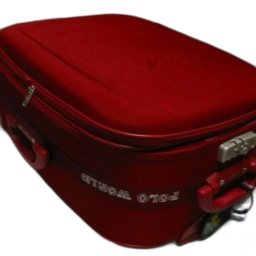 red, suitcase, words, polo transparent PNG cut-out