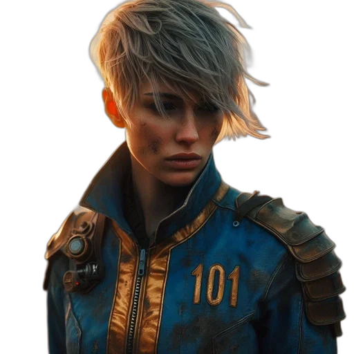 jacket, face, staff, hair transparent PNG cut-out