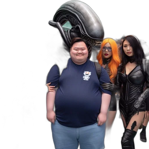 robot, creature, jacket, staff transparent PNG cut-out