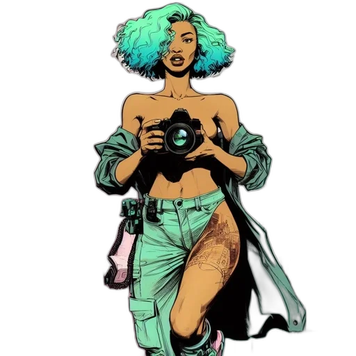comic book art, concept art, cartoon, cyberpunk transparent PNG cut-out
