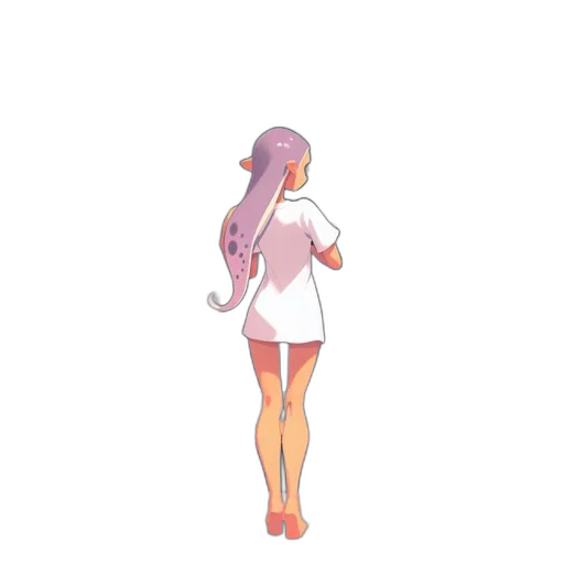 dress, creature, hair, staff transparent PNG cut-out
