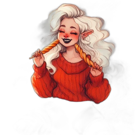 hair, staff, jewelry, fantasy art transparent PNG cut-out