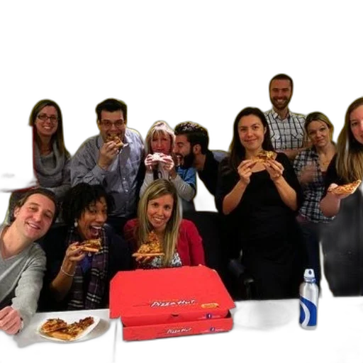 group, people, enjoying, pizza transparent PNG cut-out