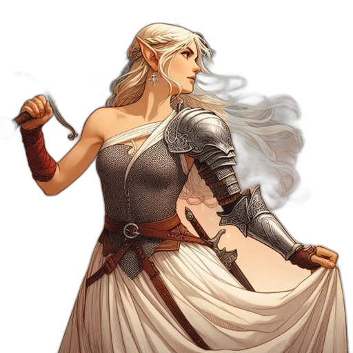 sword, dress, dragon, staff transparent PNG cut-out