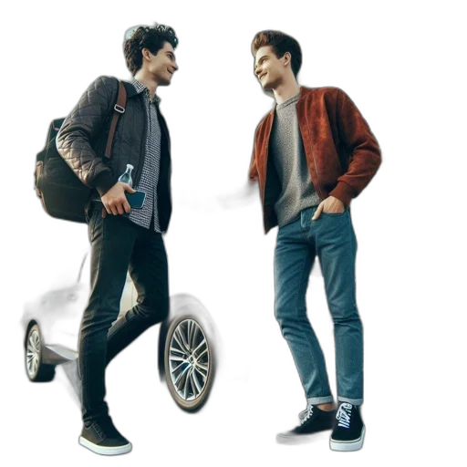 jacket, shoes, car, concept art transparent PNG cut-out