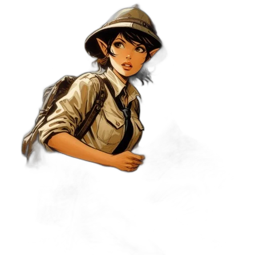 hat, staff, jacket, face transparent PNG cut-out