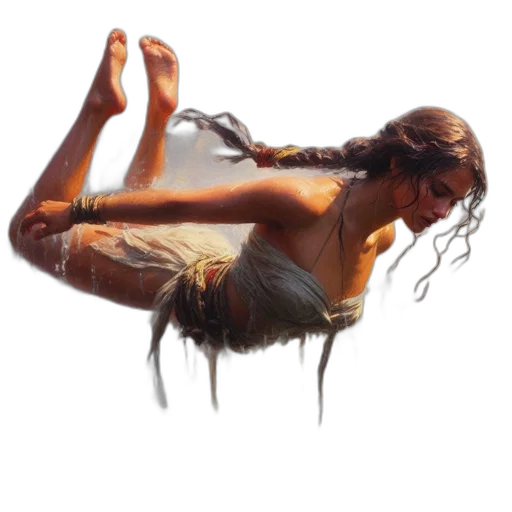 hair, creature, staff, dress transparent PNG cut-out