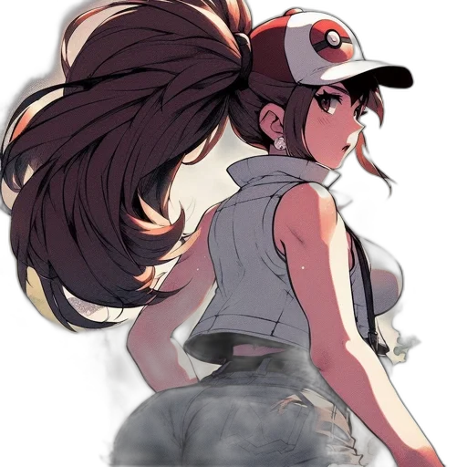 hat, dress, hair, staff transparent PNG cut-out