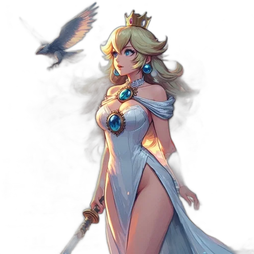 dress, crown, staff, sword transparent PNG cut-out
