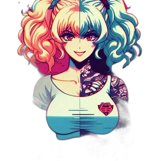 face, dress, anime, vaporwave transparent PNG cut-out