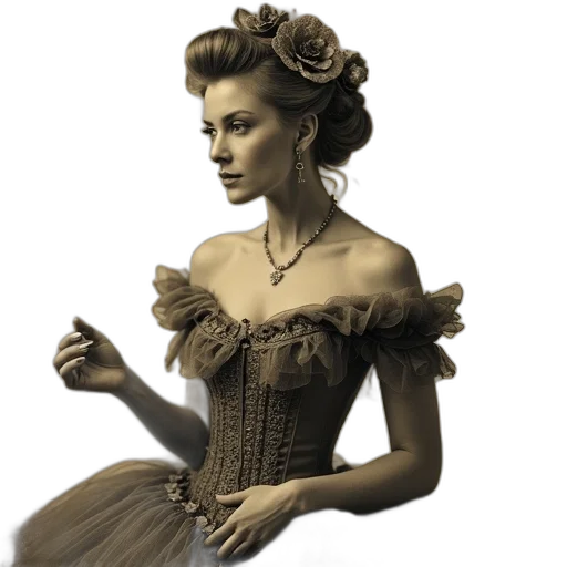 dress, crown, jewelry, staff transparent PNG cut-out