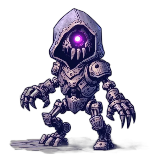 robot, creature, weapon, staff transparent PNG cut-out