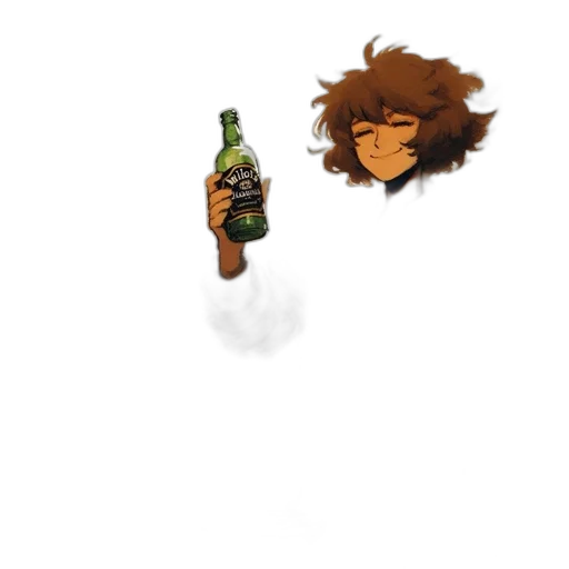 bottle, hair, jacket, creature transparent PNG cut-out