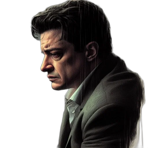 face, jacket, photorealistic, comic book art transparent PNG cut-out