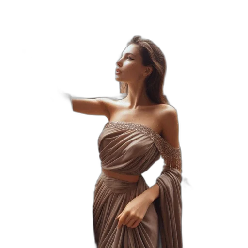 dress, jewelry, staff, photorealistic transparent PNG cut-out