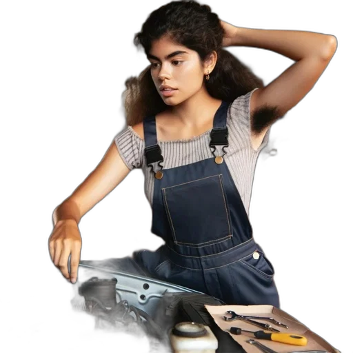 staff, robot, hair, dress transparent PNG cut-out