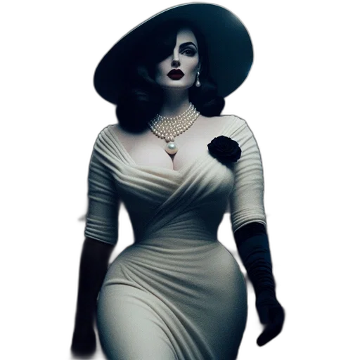dress, hat, jewelry, concept art transparent PNG cut-out