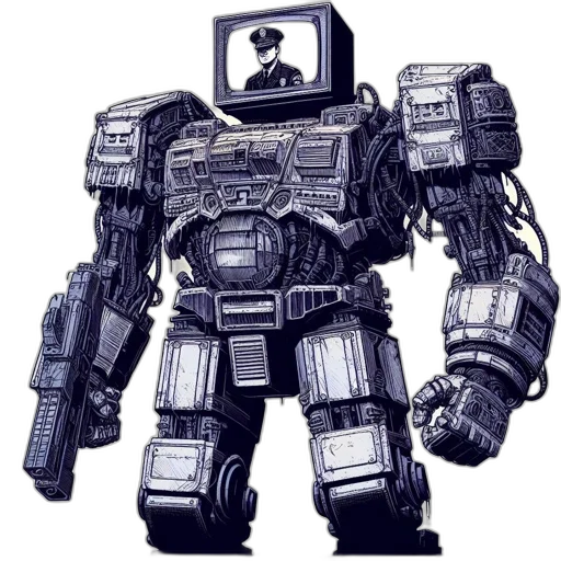 robot, weapon, concept art, 3d render transparent PNG cut-out