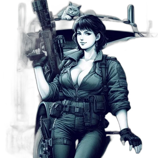 weapon, comic book art, concept art, cyberpunk transparent PNG cut-out