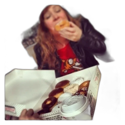 food, woman, eating, glazed transparent PNG cut-out