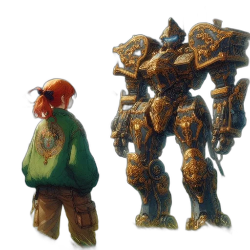 robot, concept art, 3d render, fantasy art transparent PNG cut-out