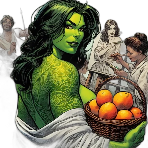 comic book art, concept art, fantasy art, green transparent PNG cut-out
