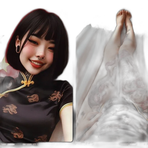dress, face, photorealistic, oil painting transparent PNG cut-out