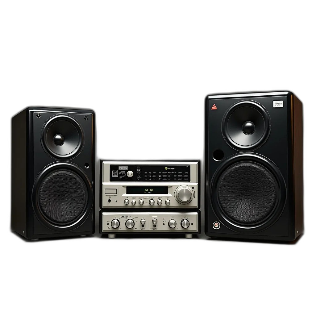 3d render, vintage, stereo, system transparent PNG cut-out
