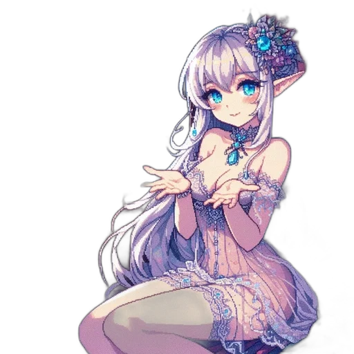 dress, flower, staff, dragon transparent PNG cut-out