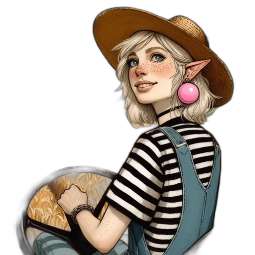 hat, jewelry, staff, fantasy art transparent PNG cut-out