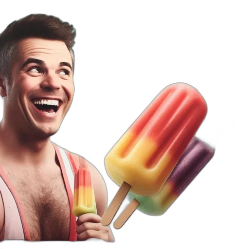 food, man, laughs, while transparent PNG cut-out