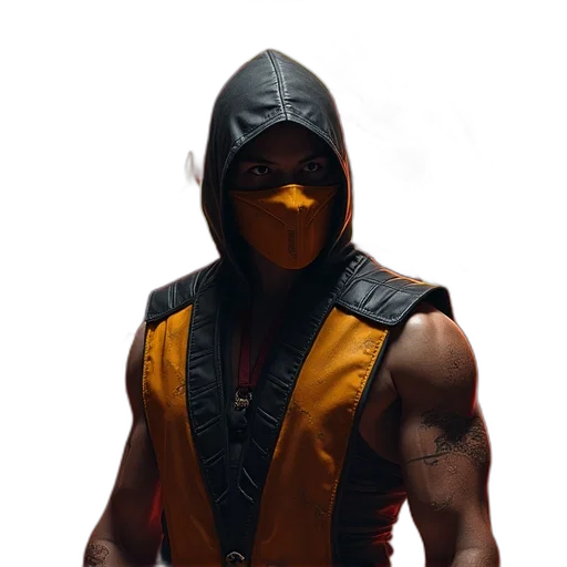 mask, jacket, face, weapon transparent PNG cut-out