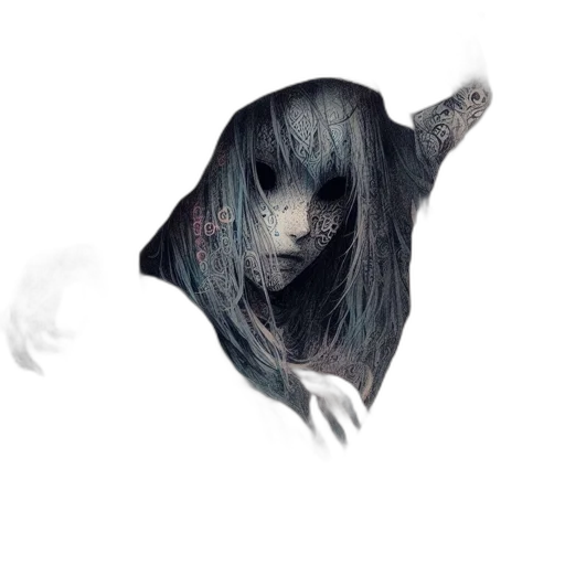 creature, mask, hair, face transparent PNG cut-out