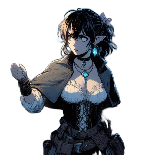 dress, staff, concept art, fantasy art transparent PNG cut-out