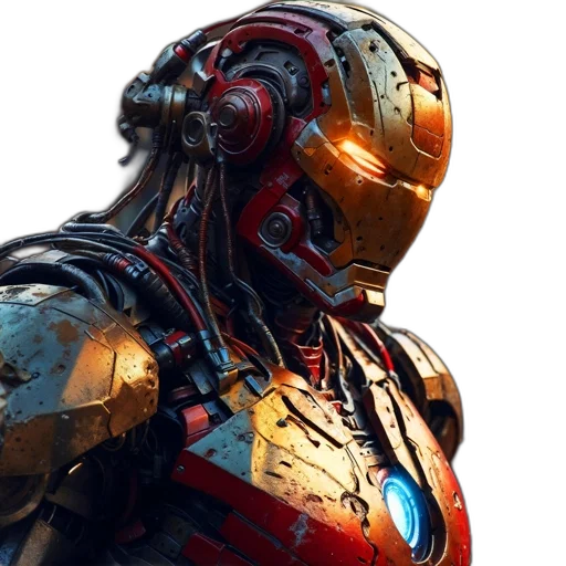robot, face, concept art, 3d render transparent PNG cut-out