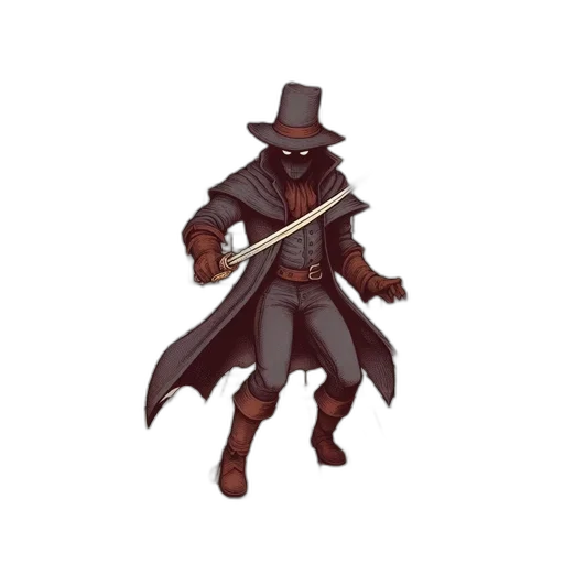staff, hat, jacket, weapon transparent PNG cut-out