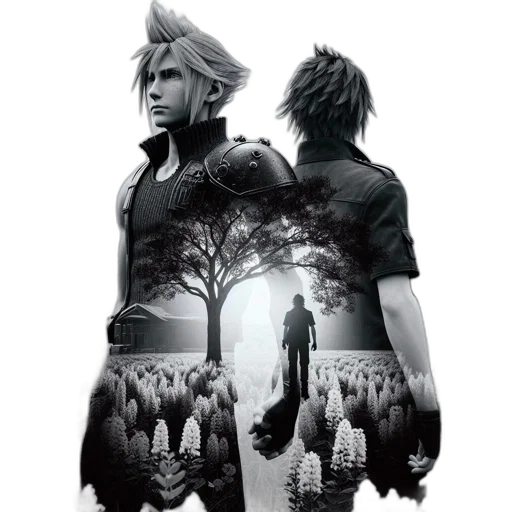 concept art, fantasy art, two, males transparent PNG cut-out