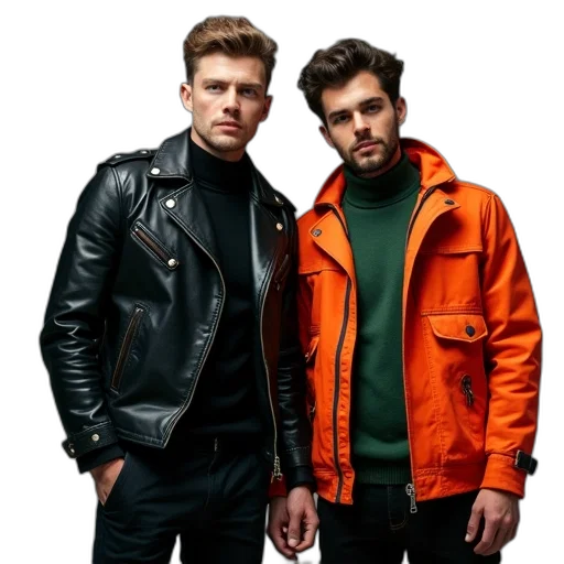 jacket, neon, man, black transparent PNG cut-out