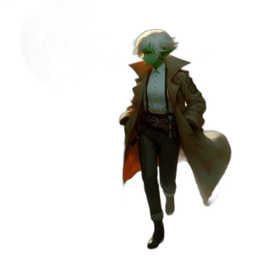 jacket, staff, creature, mask transparent PNG cut-out