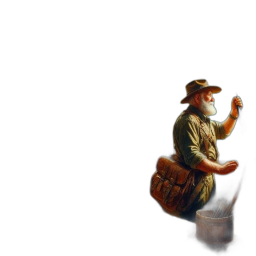 staff, hat, robot, weapon transparent PNG cut-out