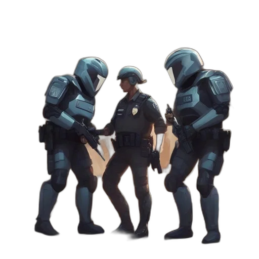robot, weapon, staff, jacket transparent PNG cut-out