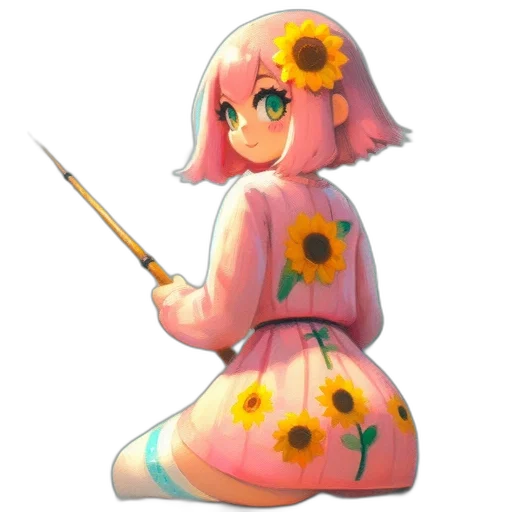 staff, flower, weapon, dress transparent PNG cut-out