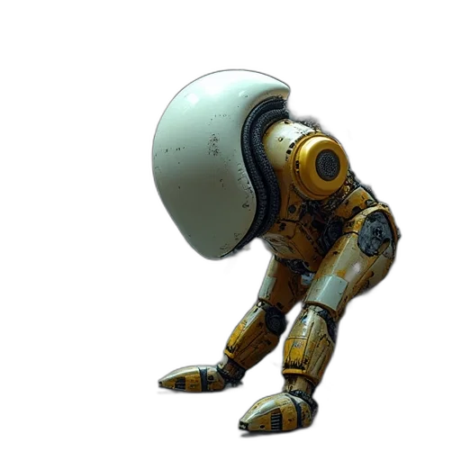 robot, creature, staff, weapon transparent PNG cut-out