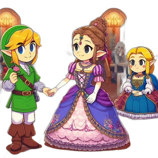 dress, crown, staff, pixel art transparent PNG cut-out