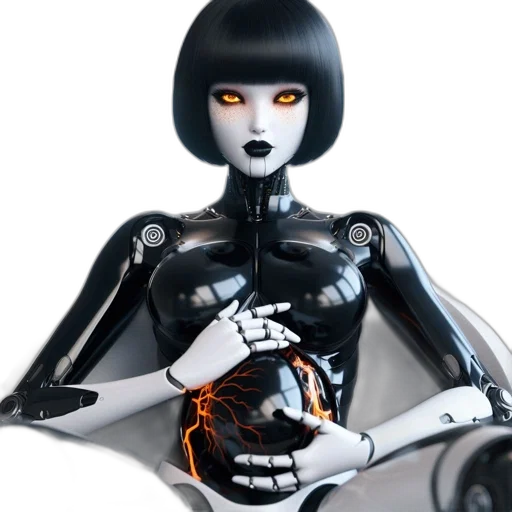 robot, concept art, 3d render, cyberpunk transparent PNG cut-out