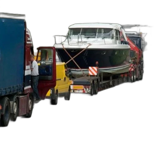 boat, being, transported, back transparent PNG cut-out