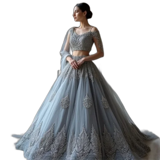 dress, photorealistic, blue, beautiful transparent PNG cut-out