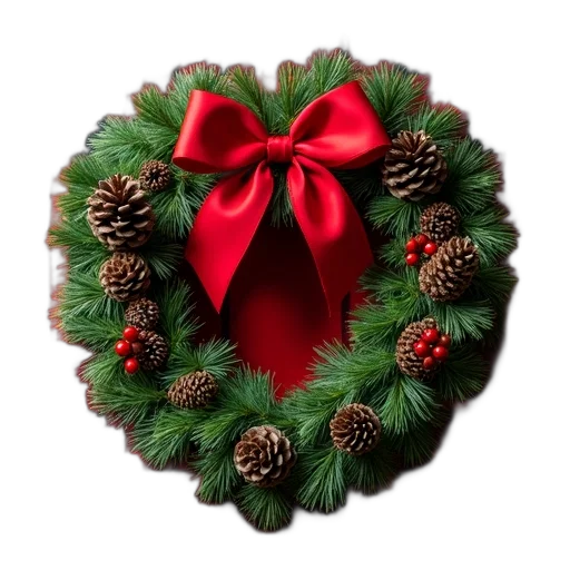 3d render, festive, holiday, wreath transparent PNG cut-out