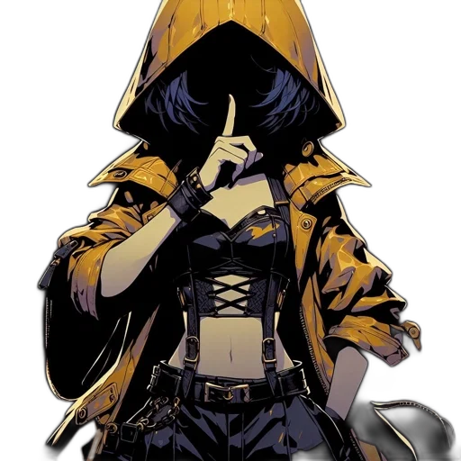 jacket, mask, weapon, comic book art transparent PNG cut-out